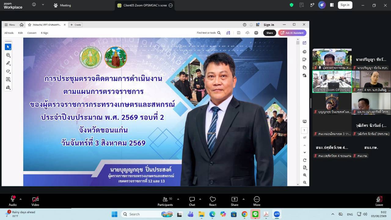 title - ผู้ตรวจราชการ ส.ป.ก. ร่วมประชุมตรวจติดตามการดำเนินงานตามแผนการตรวจราชการ ของผู้ตรวจราชการกระทรวงเกษตรและสหกรณ์ ประจำปีงบประมาณ พ.ศ. 2569 รอบที่ 2 ในเขตตรวจราชการที่ 12 จังหวัดขอนแก่น 
